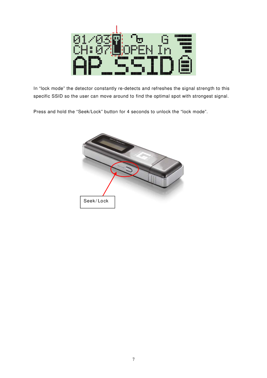 LevelOne 11g USB Adapter w/LCD WiFi Detector, WNC-0304USB user manual Seek/Lock 