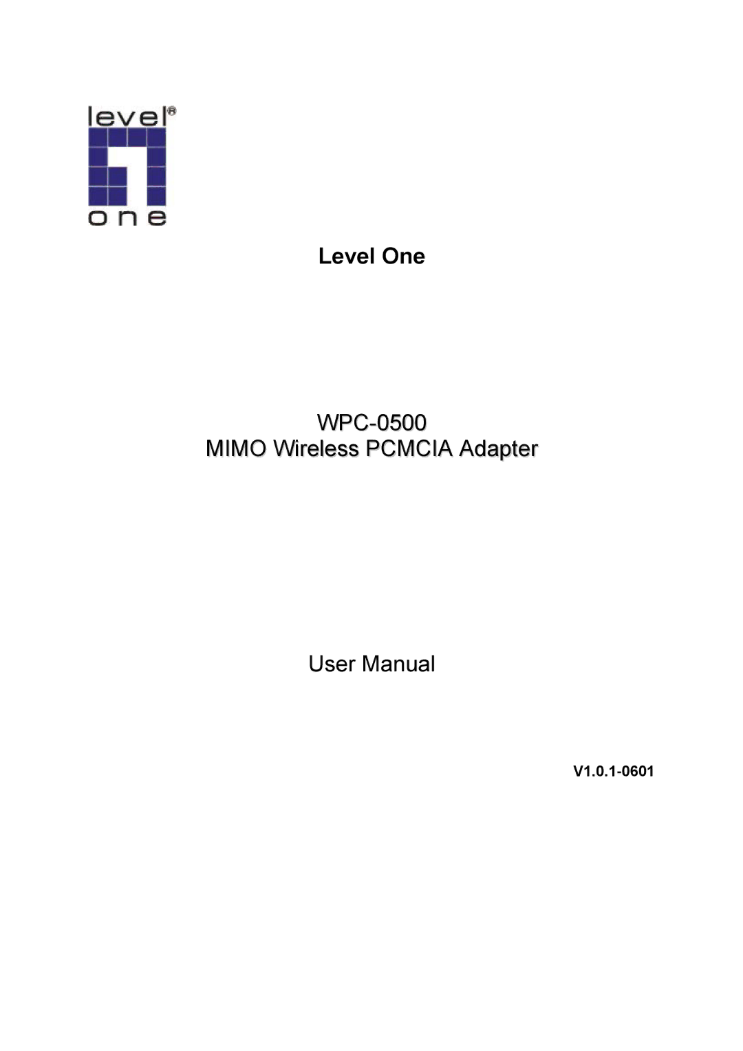 LevelOne MIMO Wireless PCMCIA Adapter, WPC-0500 user manual V1.0.1-0601 