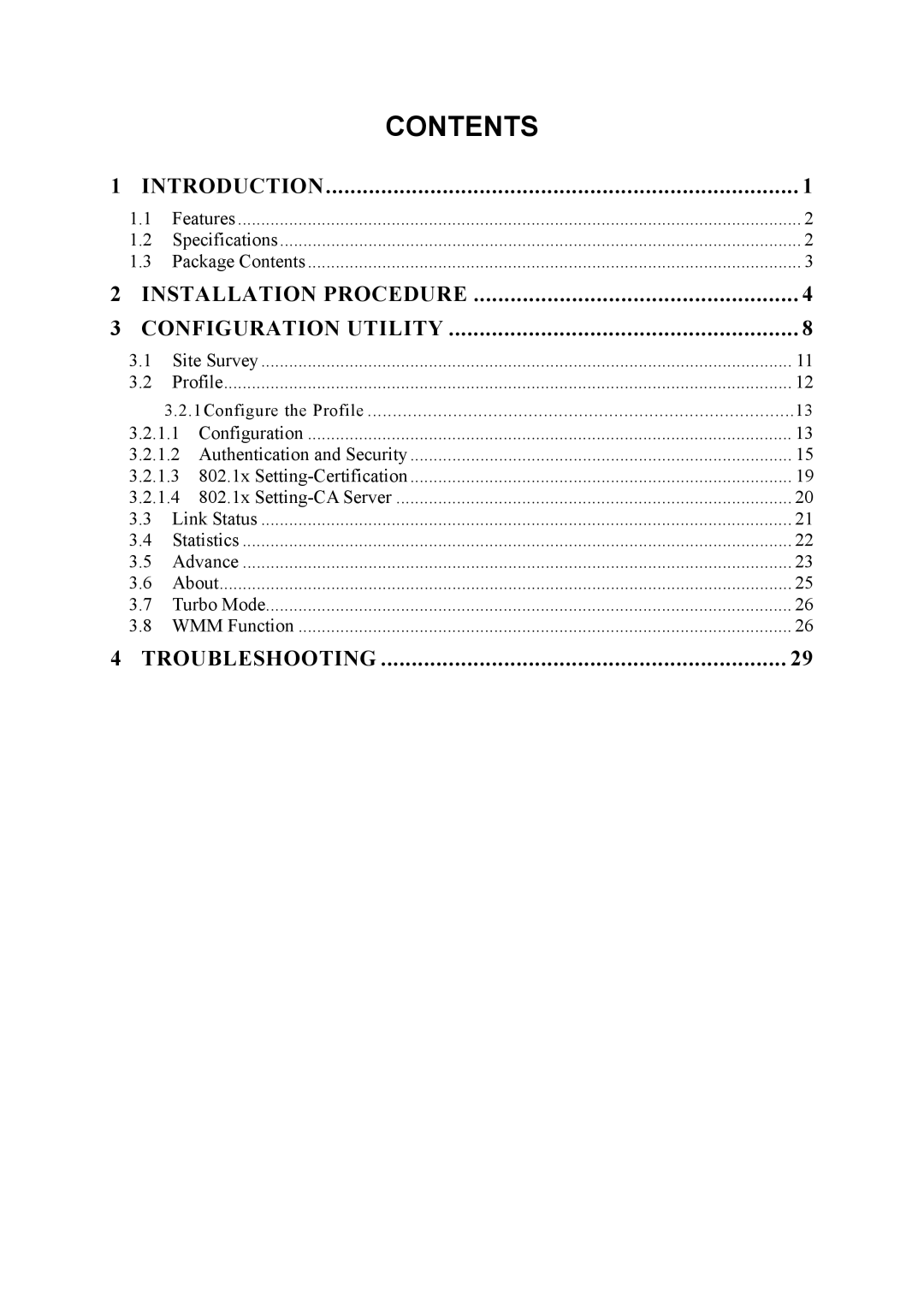 LevelOne WPC-0500, MIMO Wireless PCMCIA Adapter user manual Contents 