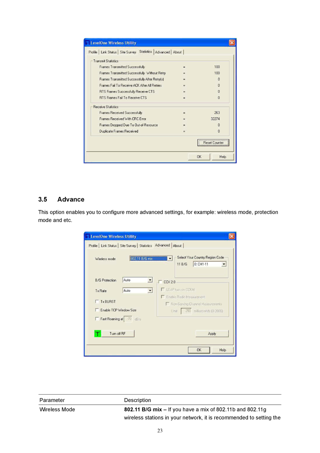 LevelOne MIMO Wireless PCMCIA Adapter, WPC-0500 user manual Advance 