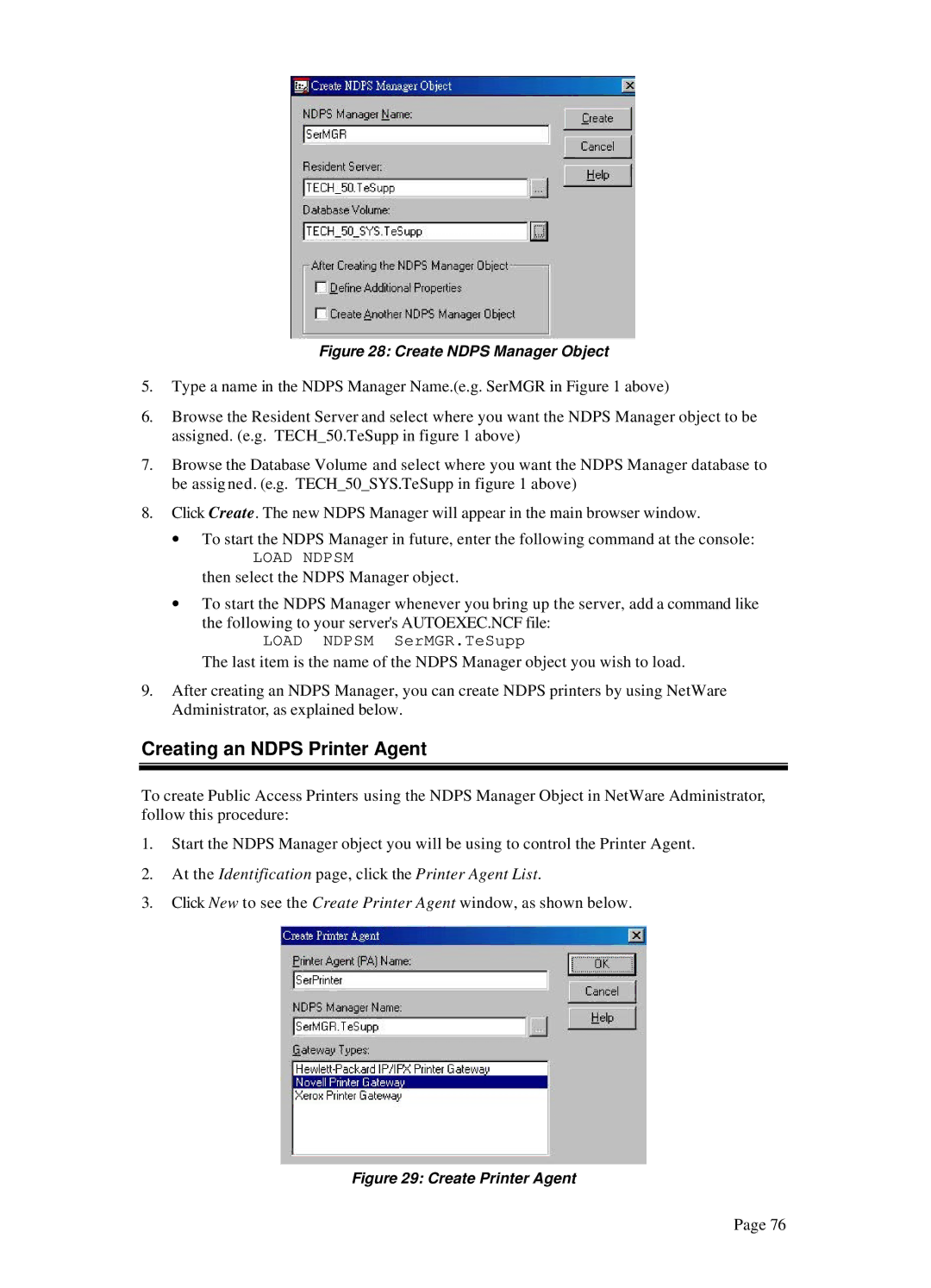 LevelOne WPS 0100, WPS-100USB Creating an Ndps Printer Agent, At the Identification page, click the Printer Agent List 