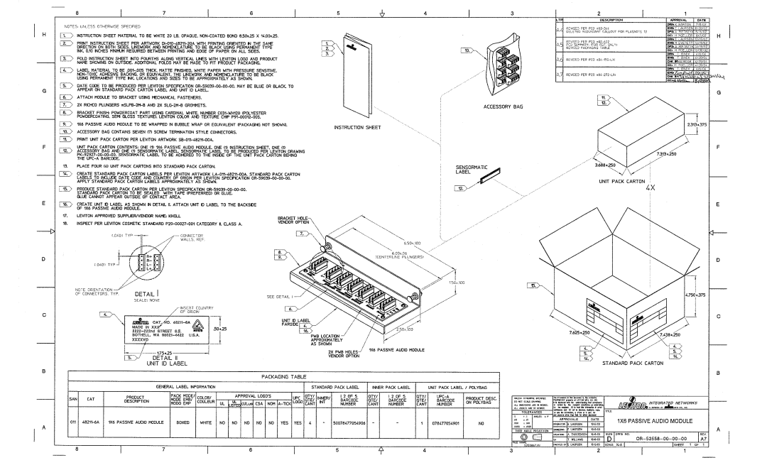 Leviton 1x6 Passive Audio Module manual 