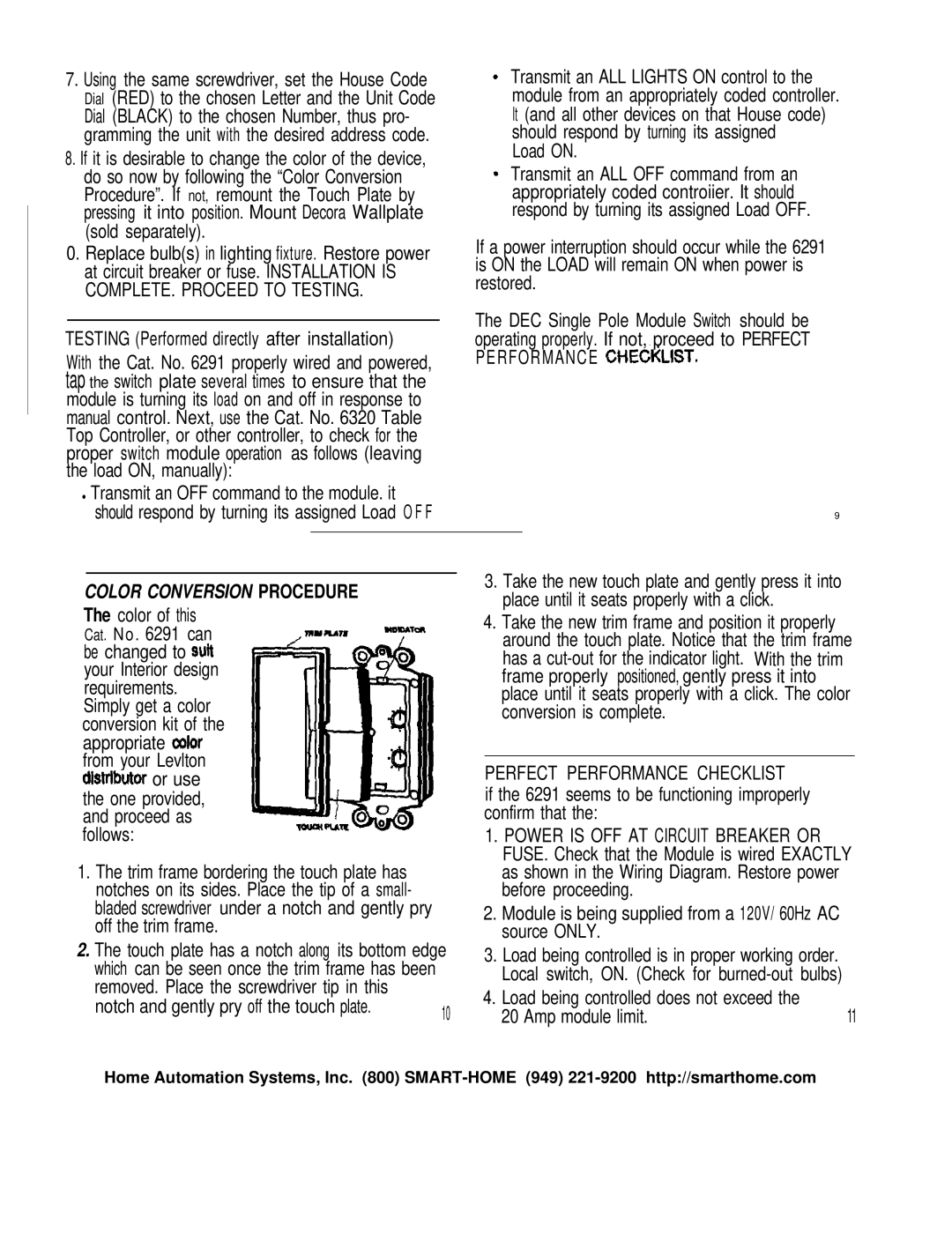 Leviton 2206 installation instructions Perfect Performance Checklist 