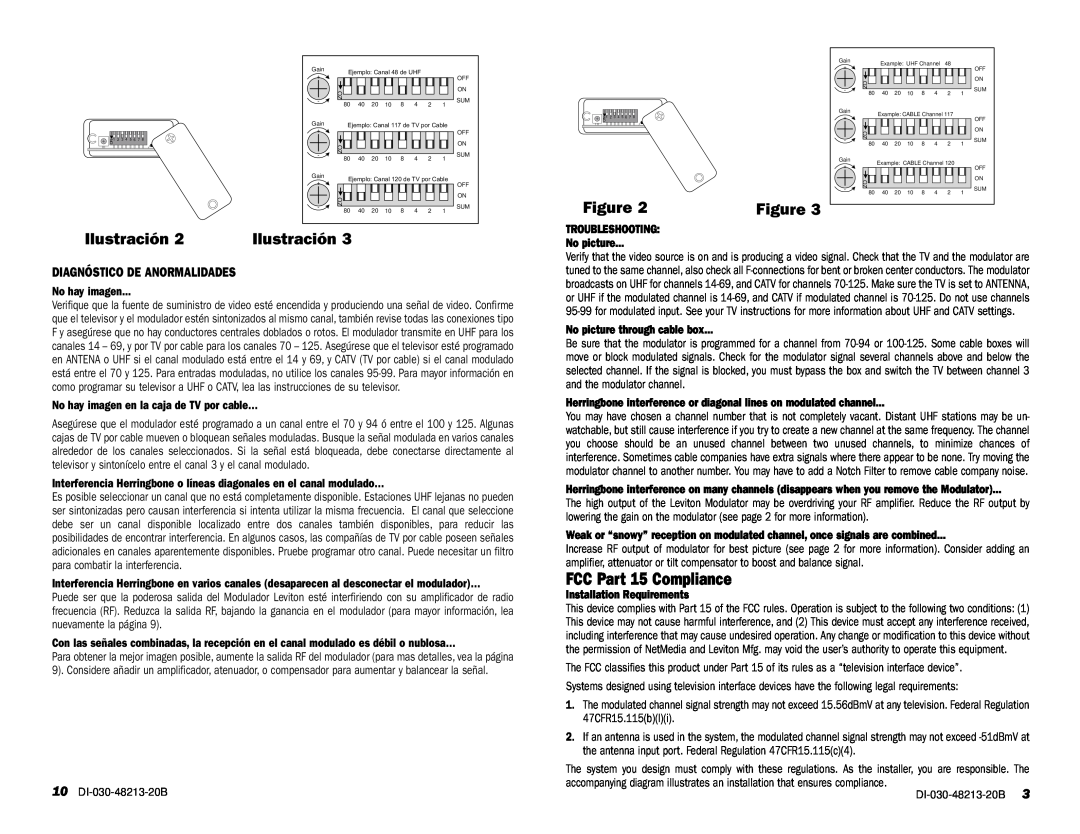 Leviton 48213-VMA Ilustración, FCC Part 15 Compliance, Diagnóstico De Anormalidades, 10DI-030-48213-20B, No hay imagen 