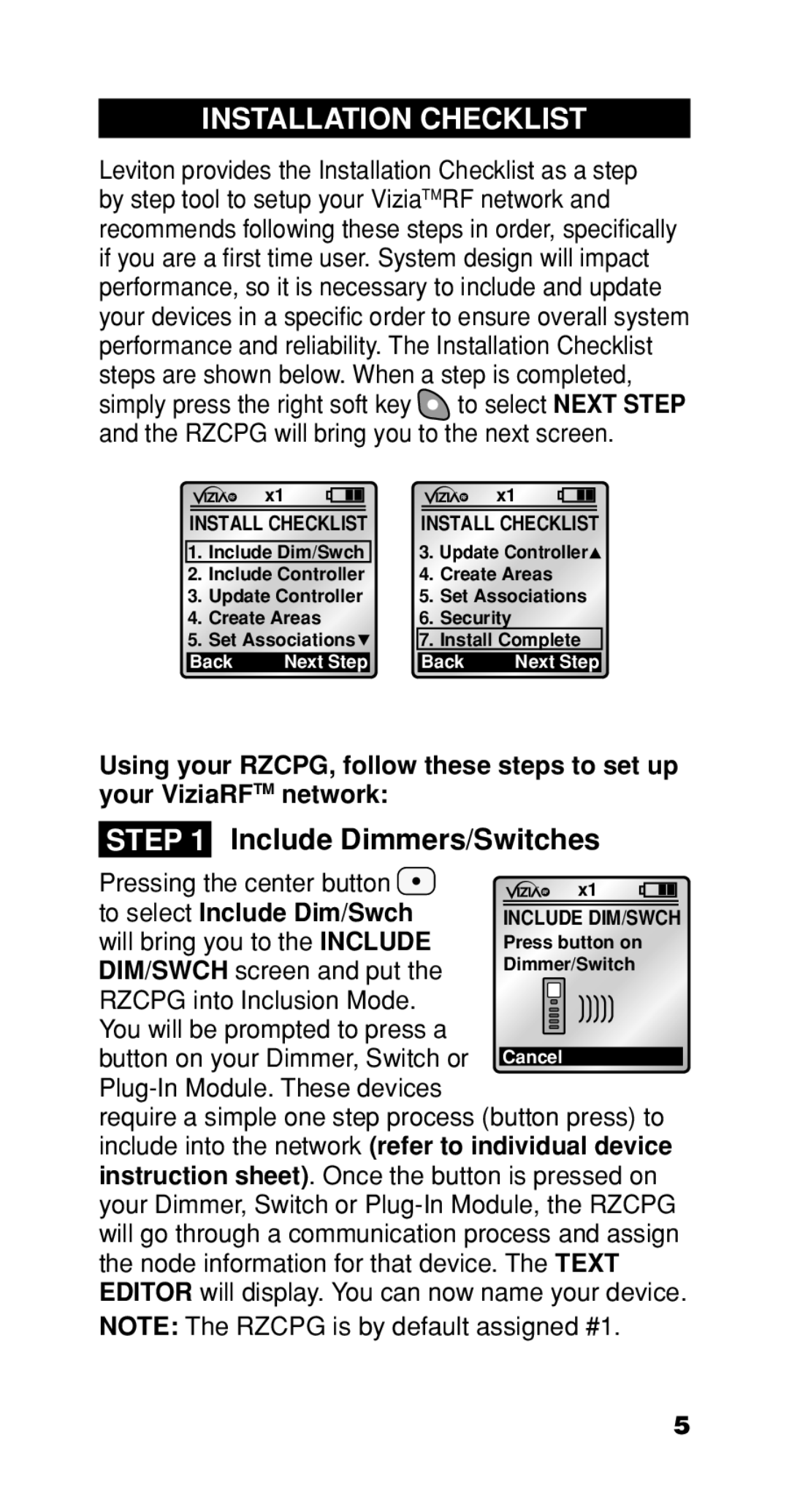 Leviton Programmer/Remote manual Installation Checklist, Include Dimmers/Switches 