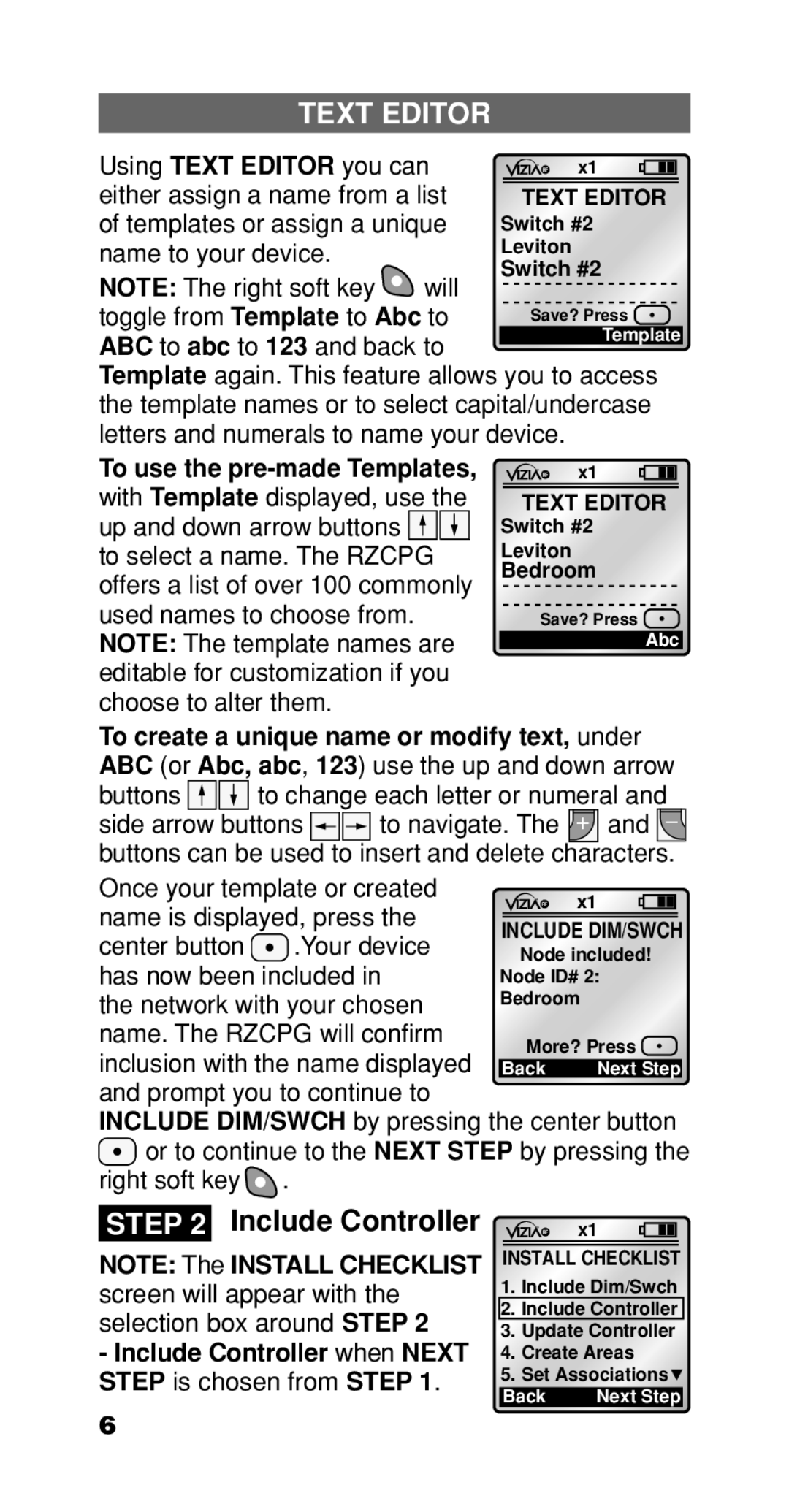 Leviton Programmer/Remote manual Text Editor, Include Controller, To use the pre-made Templates 