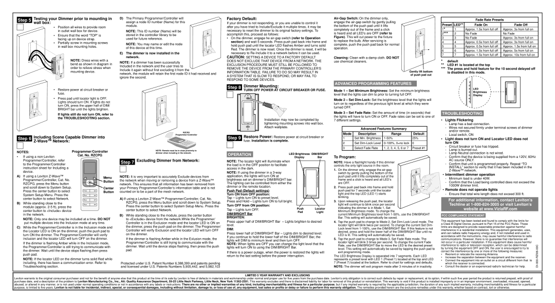 Leviton RZI6-1L Testing your Dimmer prior to mounting in wall box, Including Scene Capable Dimmer into Z-Wave Network 