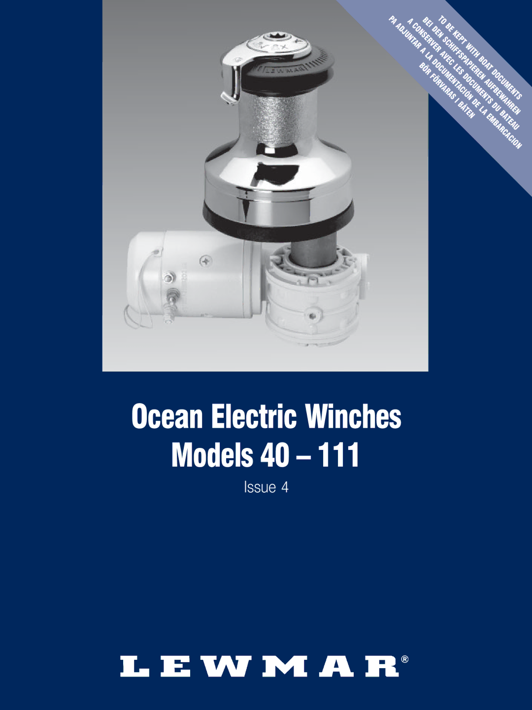 Lewmar 40-111 manual Ocean Electric Winches Models 40 