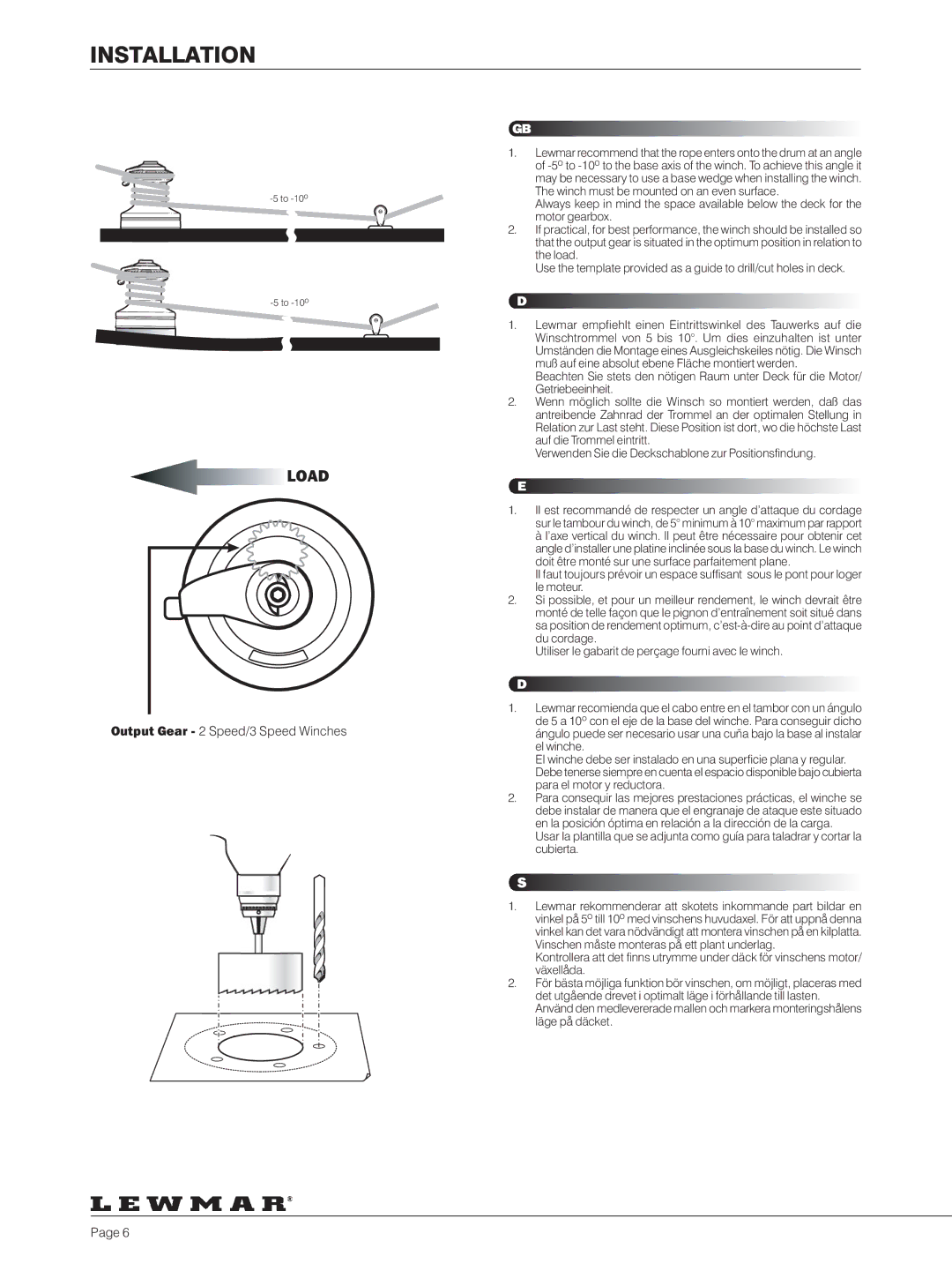 Lewmar 40-111 manual Load 