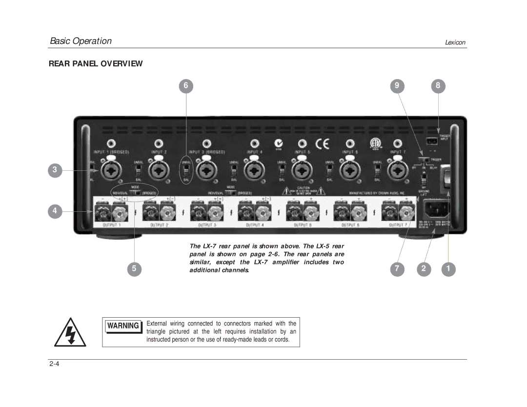 Lexicon 070-14876 manual Rear Panel Overview 