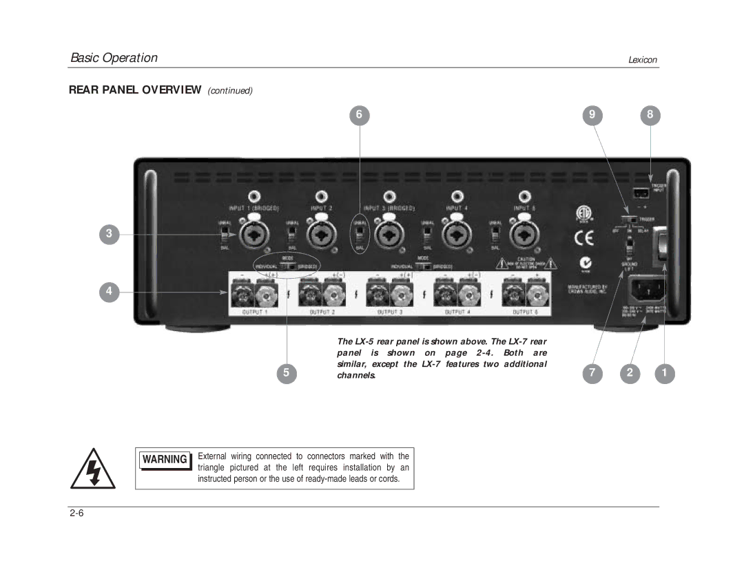 Lexicon 070-14876 manual Rear Panel Overview 