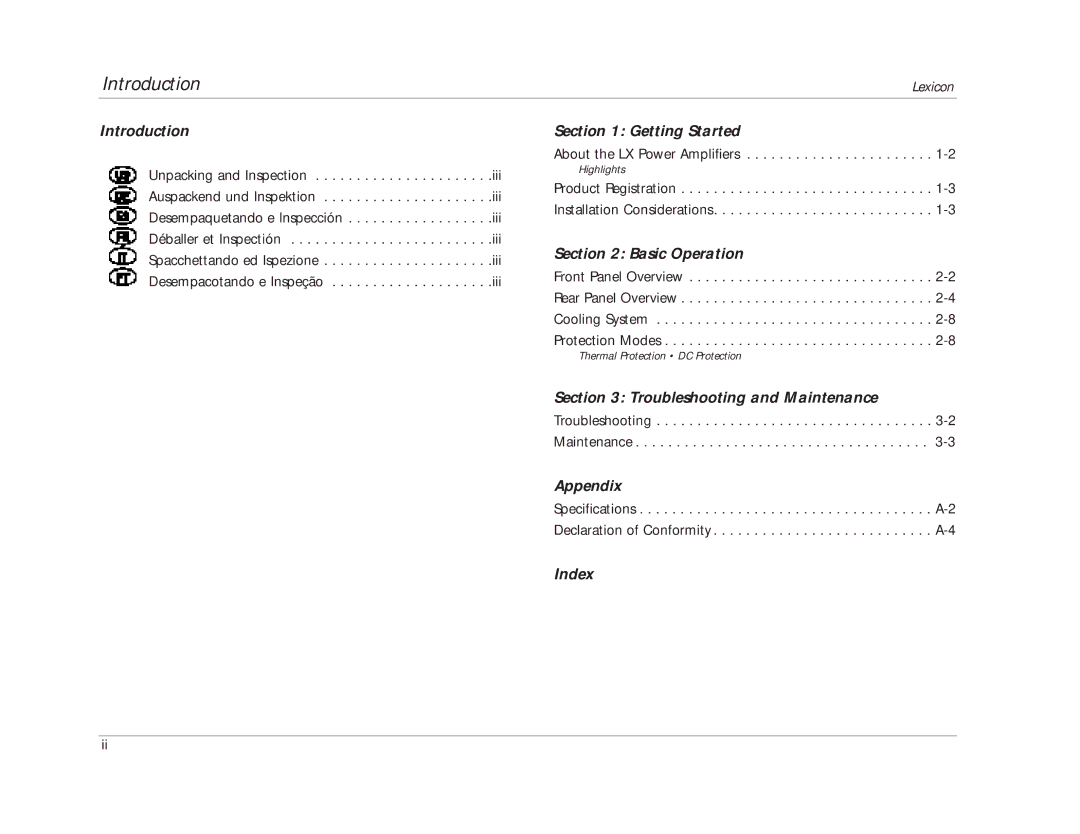 Lexicon 070-14876 manual Introduction 