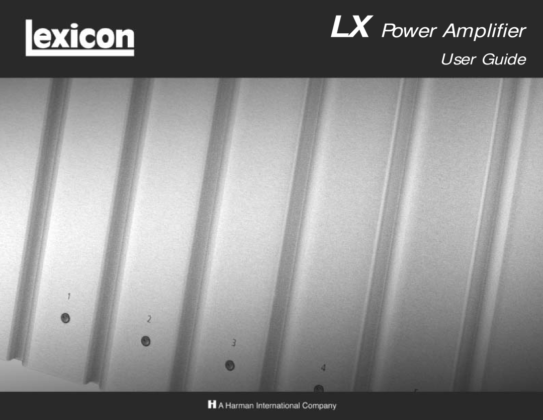 Lexicon 070-14876 manual LX Power Amplifier, User Guide 