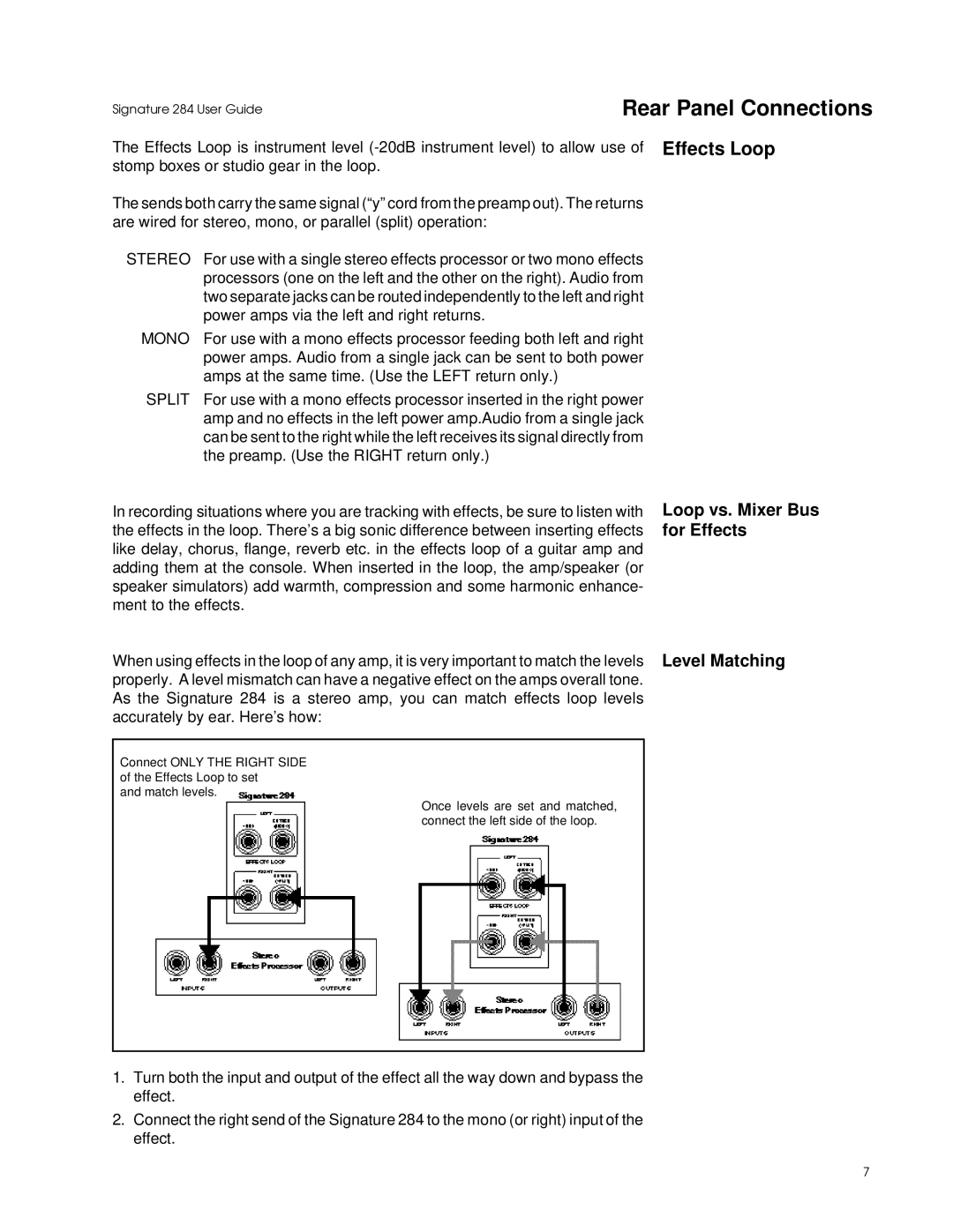 Lexicon 284 manual Loop vs. Mixer Bus for Effects, Stereo 