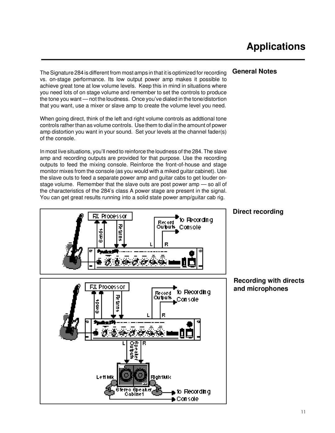 Lexicon 284 manual Applications, Direct recording Recording with directs and microphones 