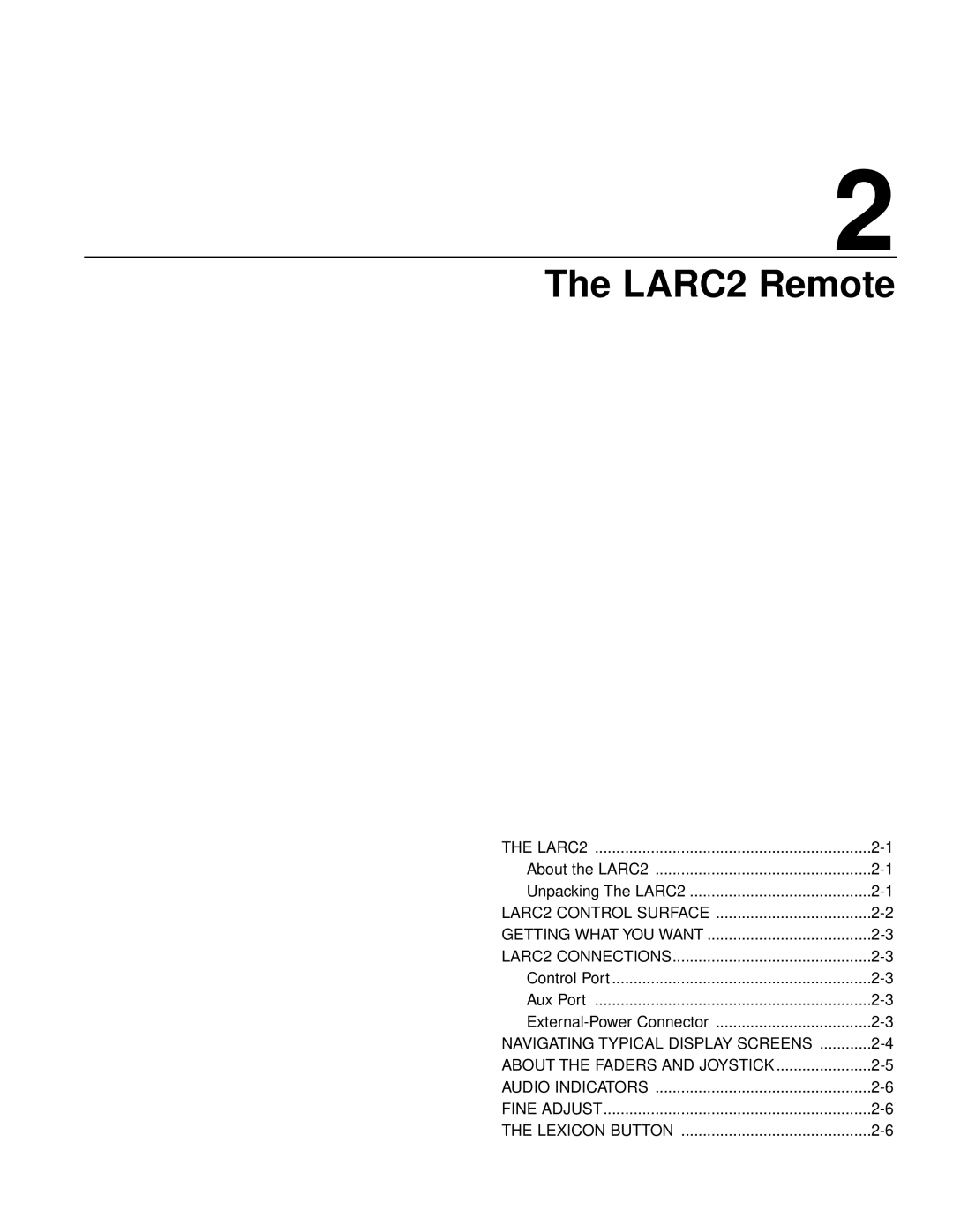 Lexicon 960L owner manual LARC2 Remote, Navigating Typical Display Screens 