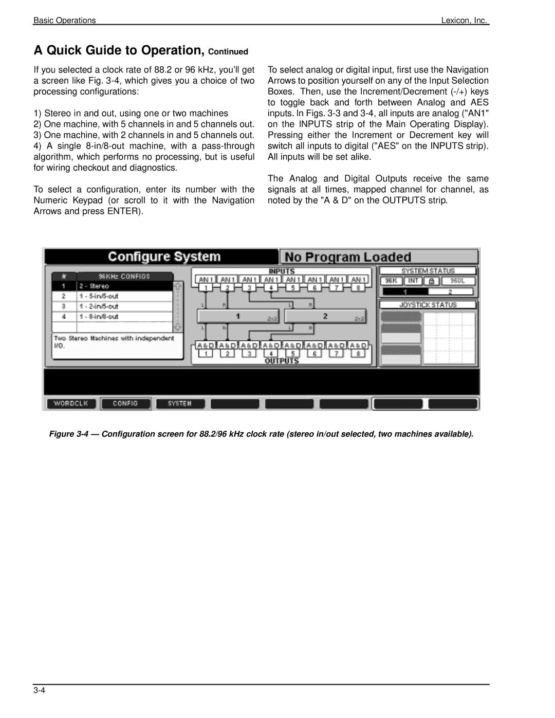 Lexicon 960L owner manual Quick Guide to Operation 