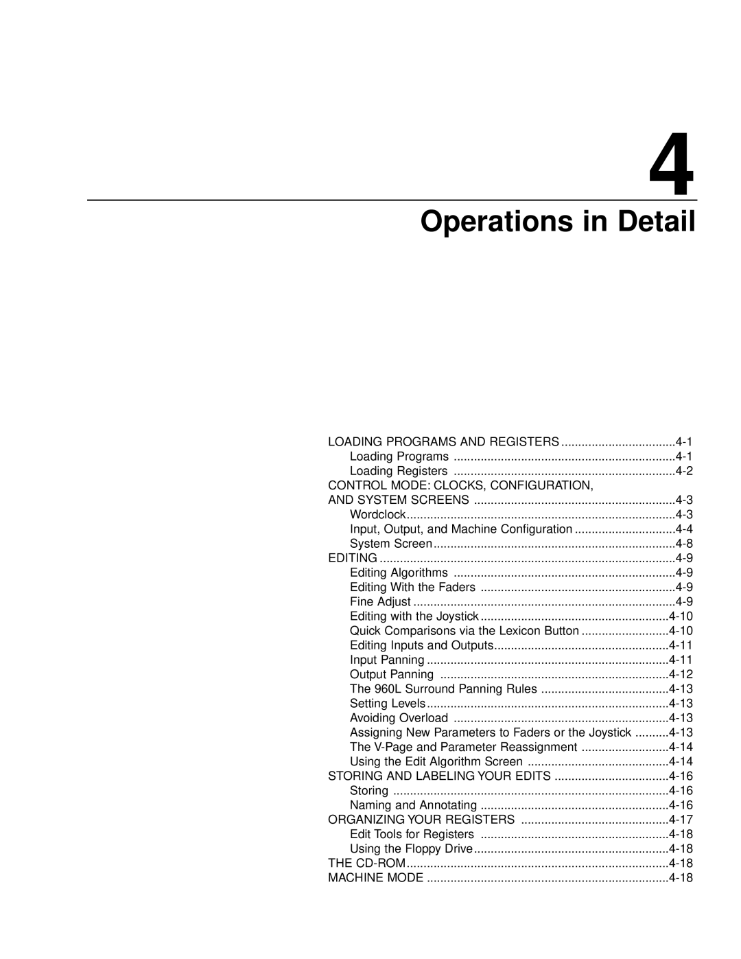 Lexicon 960L owner manual Operations in Detail, Control Mode CLOCKS, Configuration 