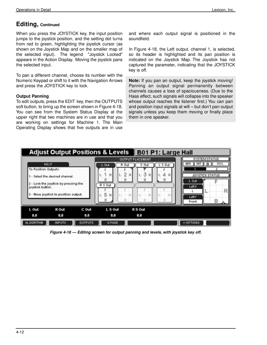 Lexicon 960L owner manual Output Panning 