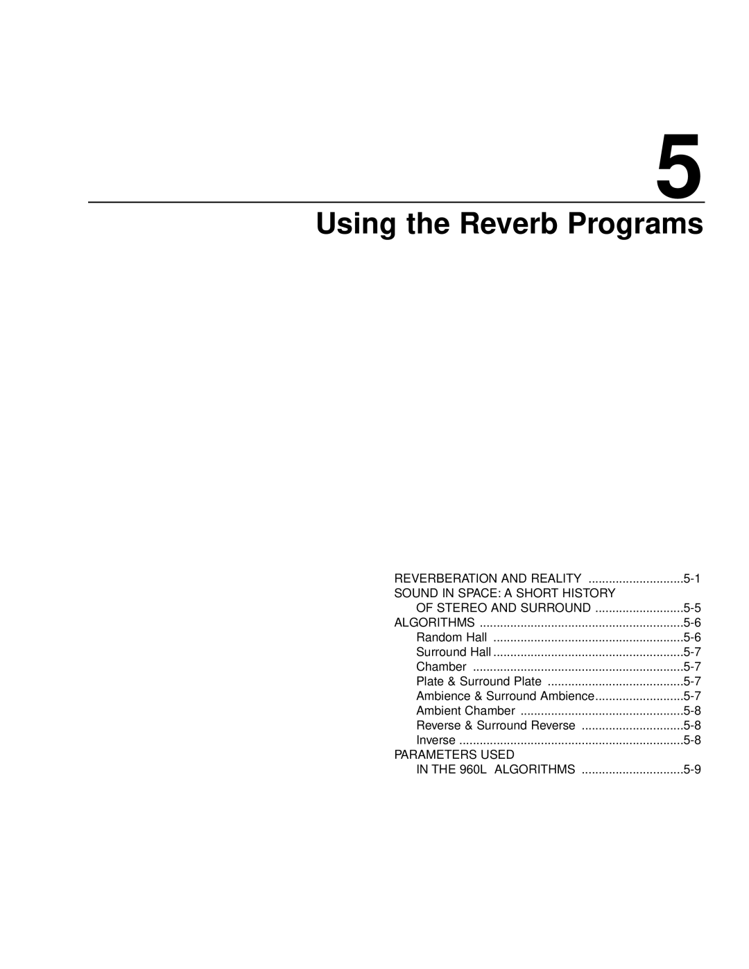 Lexicon 960L owner manual Using the Reverb Programs 