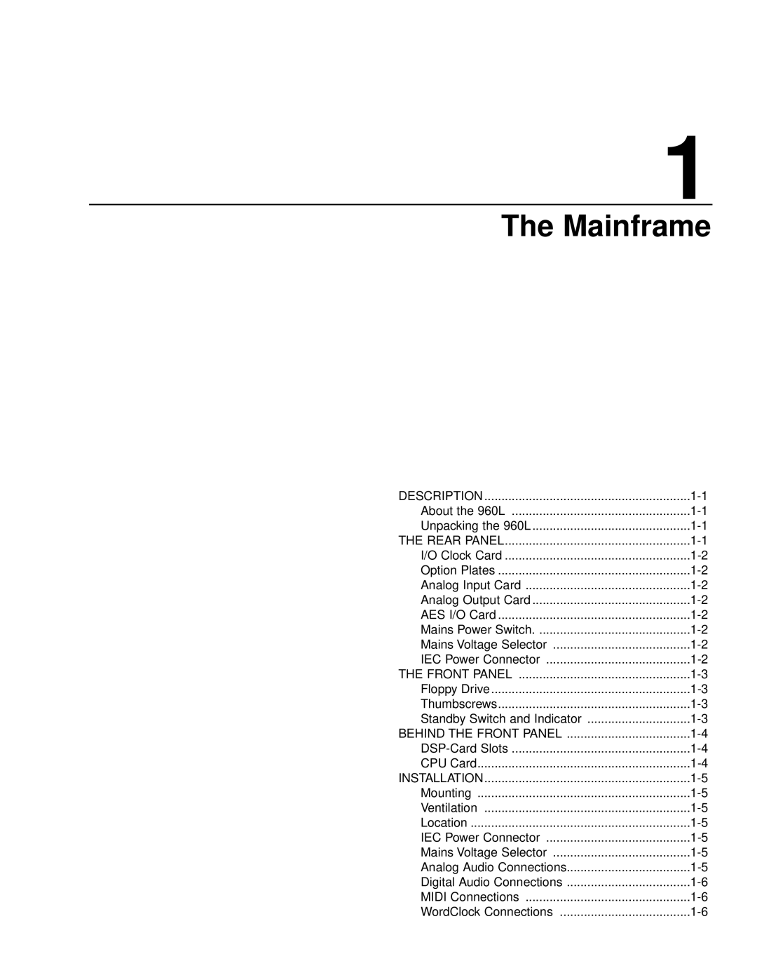 Lexicon 960L owner manual Mainframe 