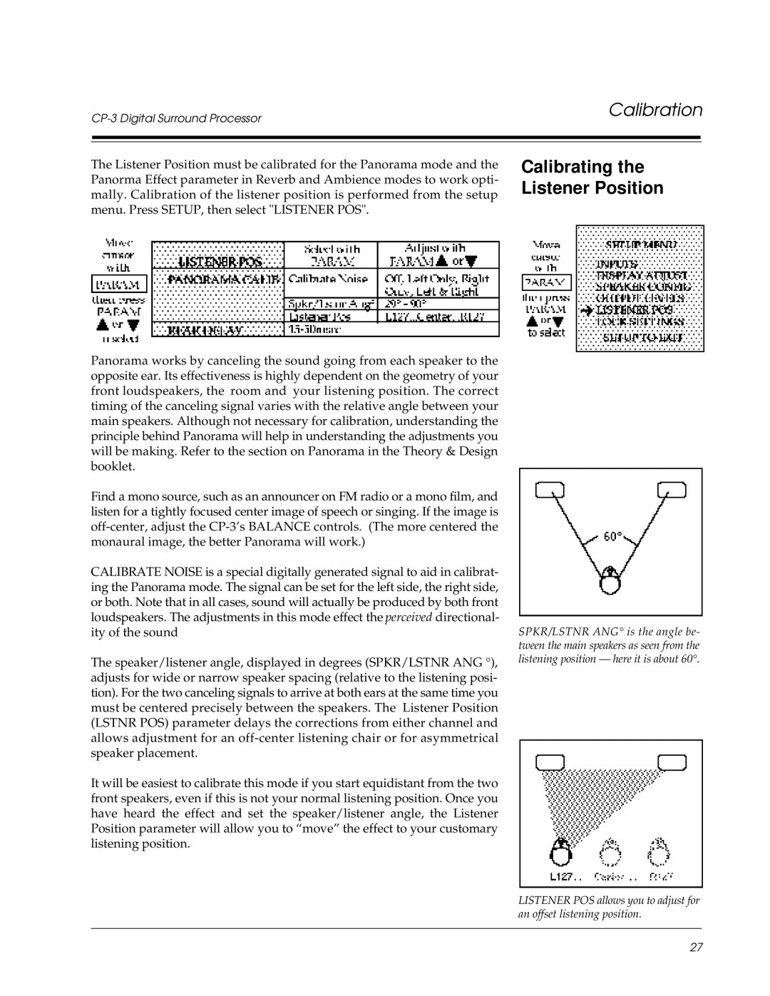 Lexicon CP-3 owner manual Calibrating the Listener Position 