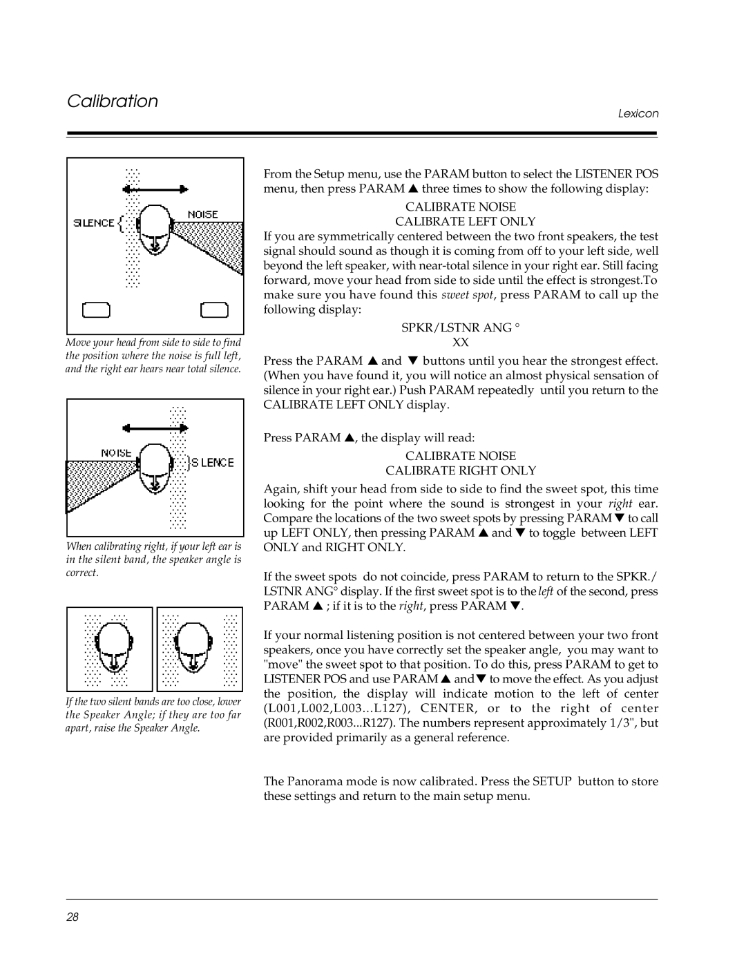 Lexicon CP-3 owner manual Calibrate Noise Calibrate Left only 