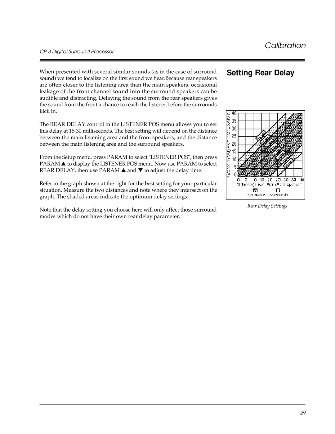 Lexicon CP-3 owner manual Setting Rear Delay 