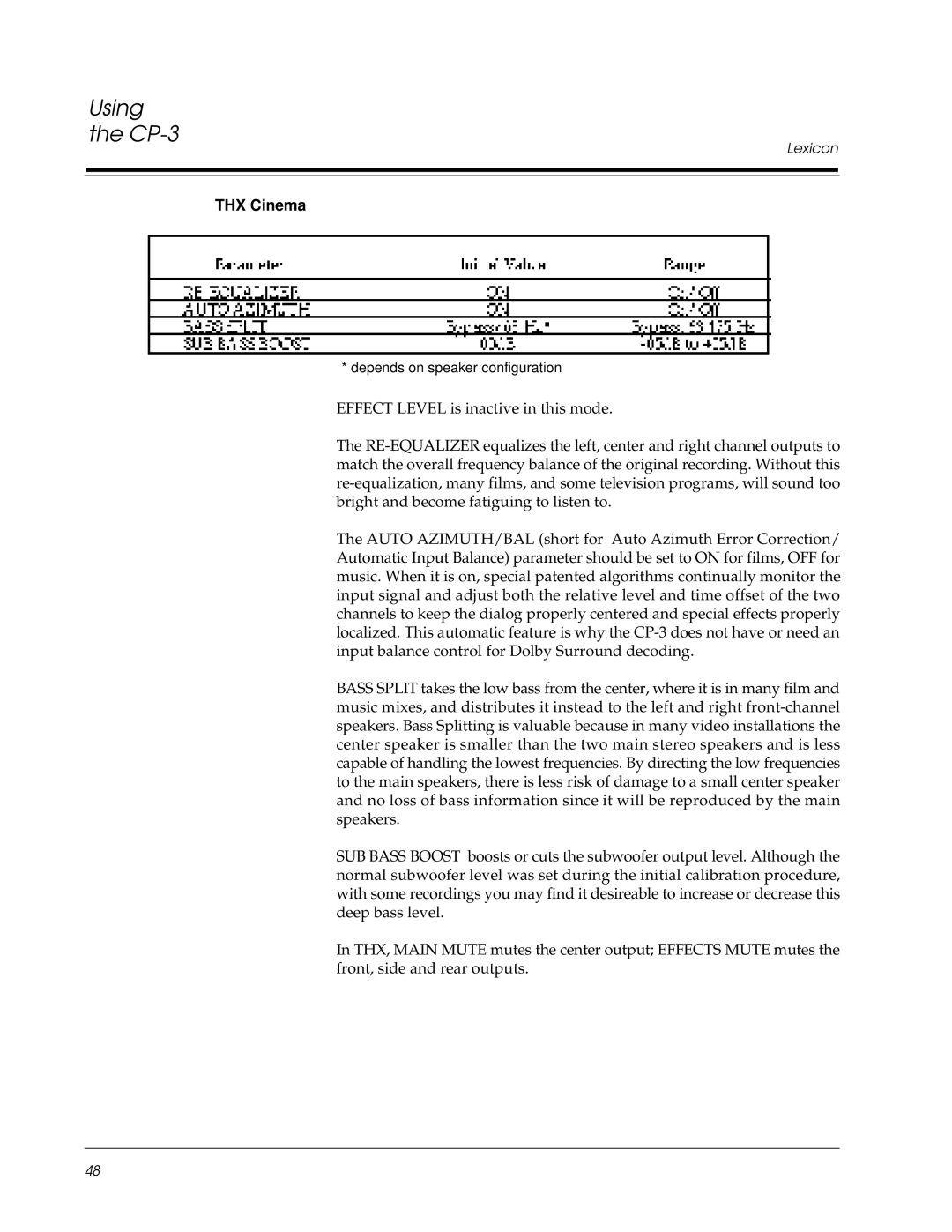 Lexicon CP-3 owner manual THX Cinema 