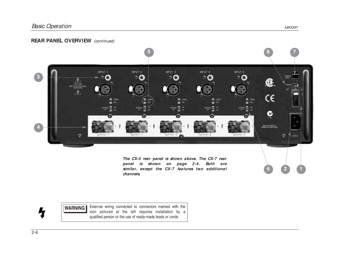 Lexicon CX manual Rear Panel Overview 