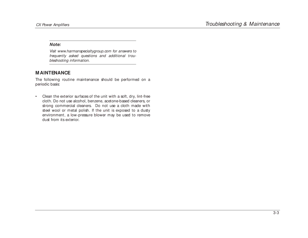 Lexicon CX manual Maintenance 