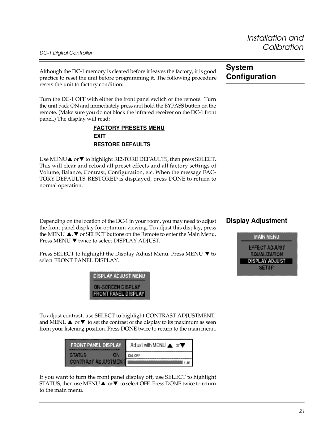 Lexicon DC-1 owner manual System Configuration 