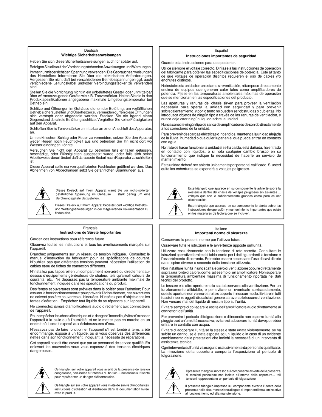 Lexicon DC-1 owner manual Wichtige Sicherheitsanweisungen 