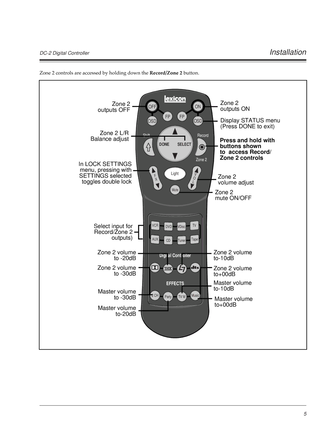 Lexicon DC-2 owner manual Press and hold with 