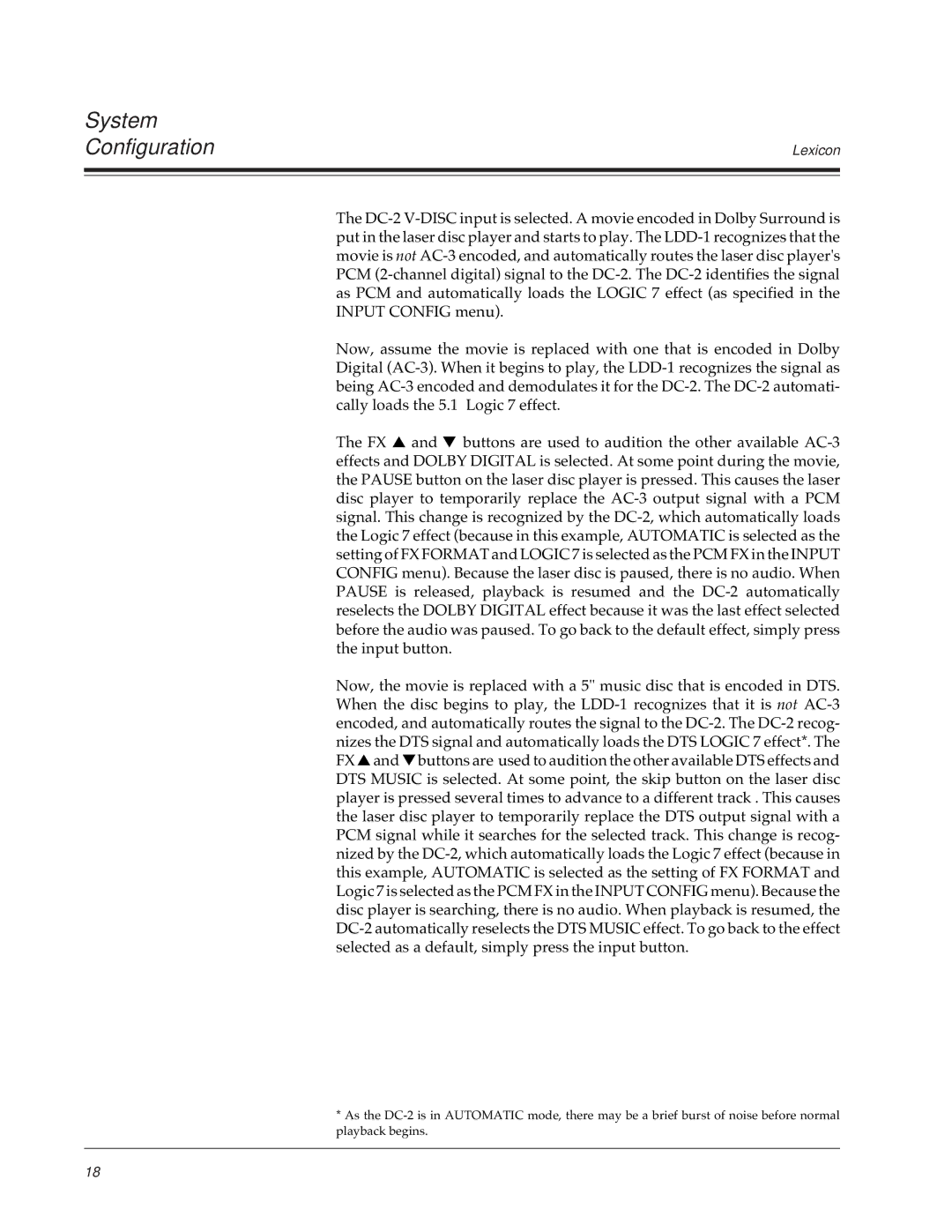 Lexicon DC-2 owner manual System Configuration 