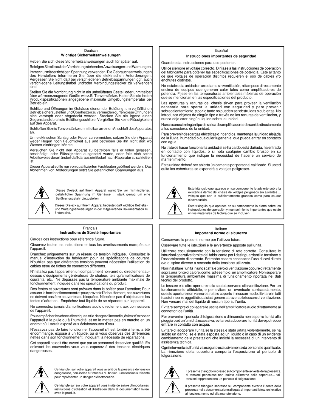 Lexicon DC-2 owner manual Wichtige Sicherheitsanweisungen 