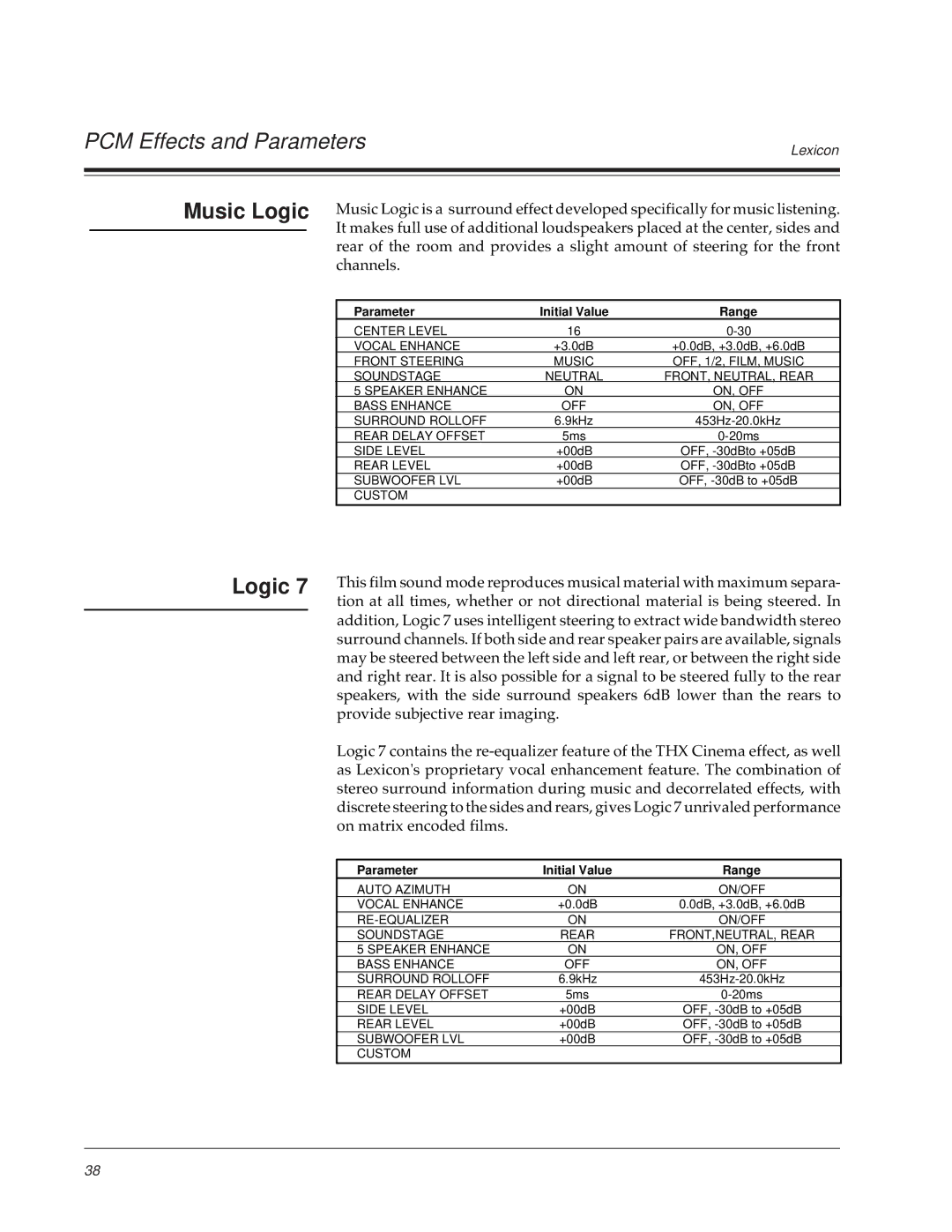 Lexicon DC-2 owner manual Music Logic 