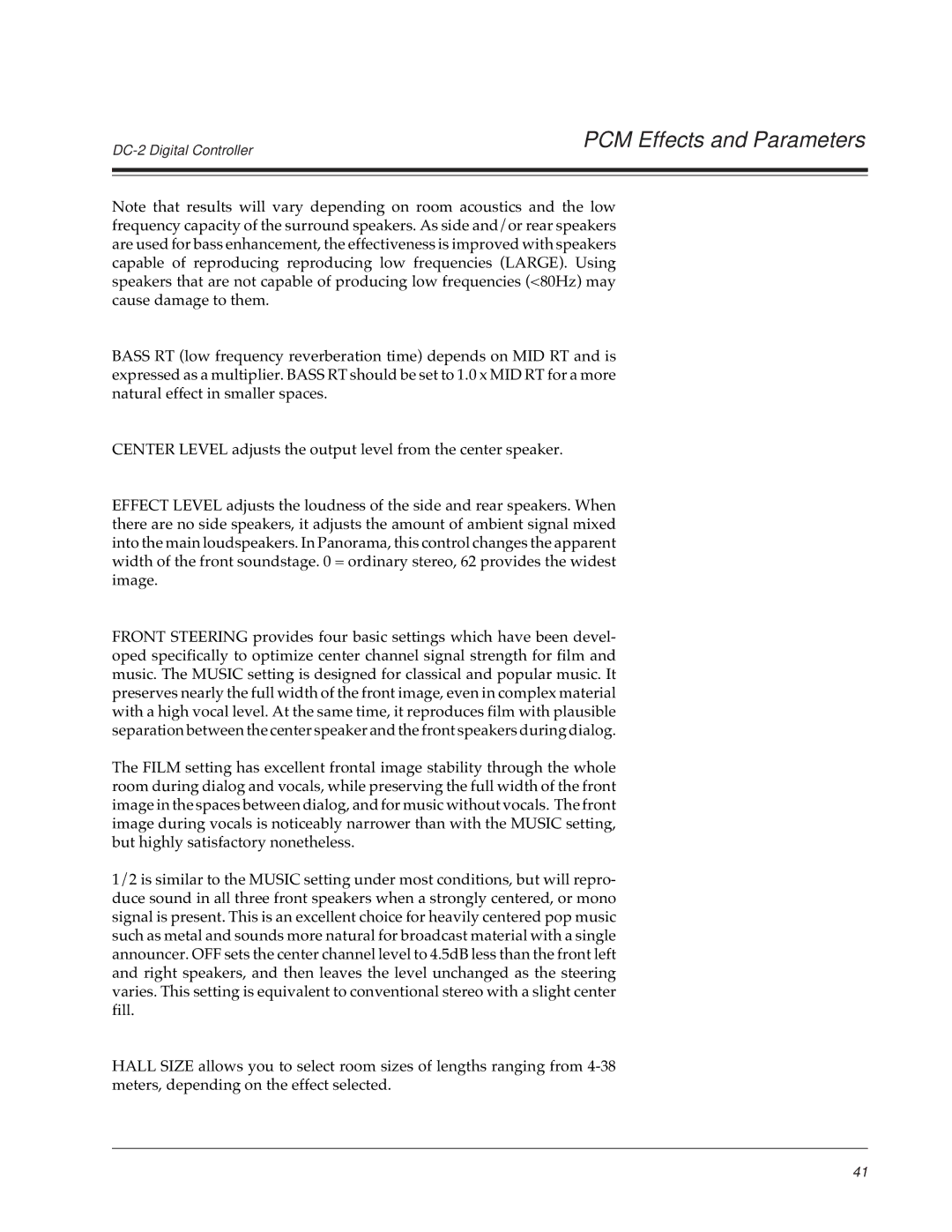 Lexicon DC-2 owner manual PCM Effects and Parameters 