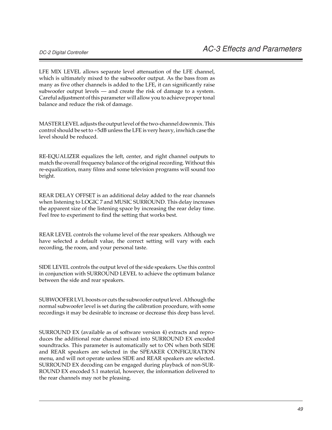 Lexicon DC-2 owner manual AC-3 Effects and Parameters 