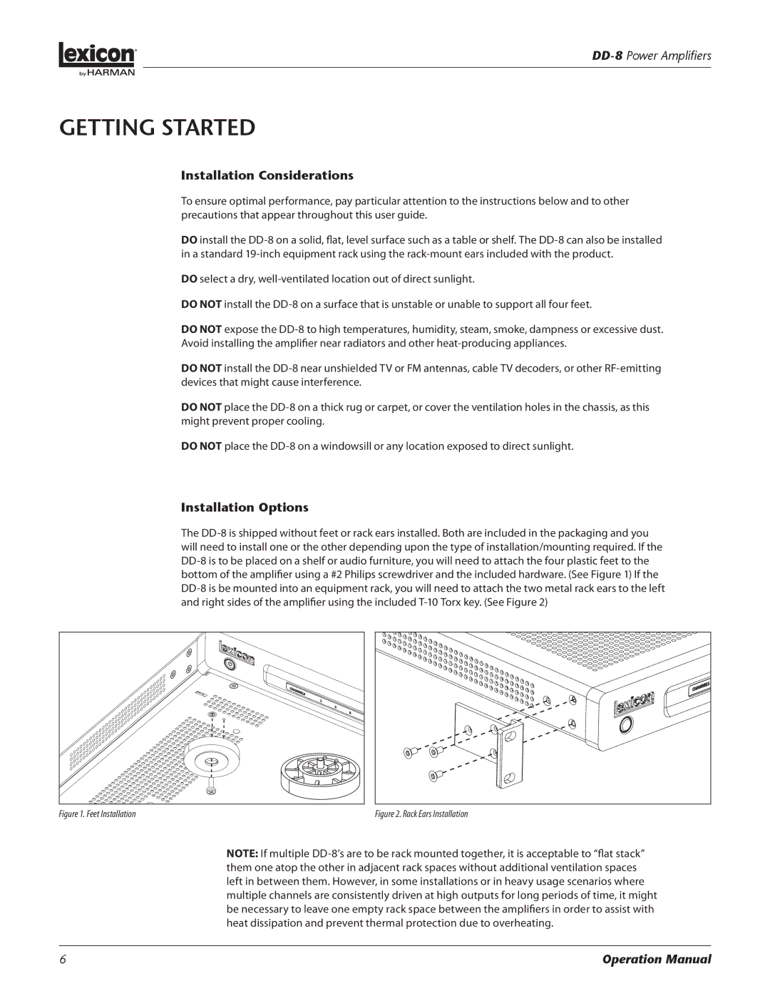 Lexicon DD-8 manual Installation Considerations, Installation Options 