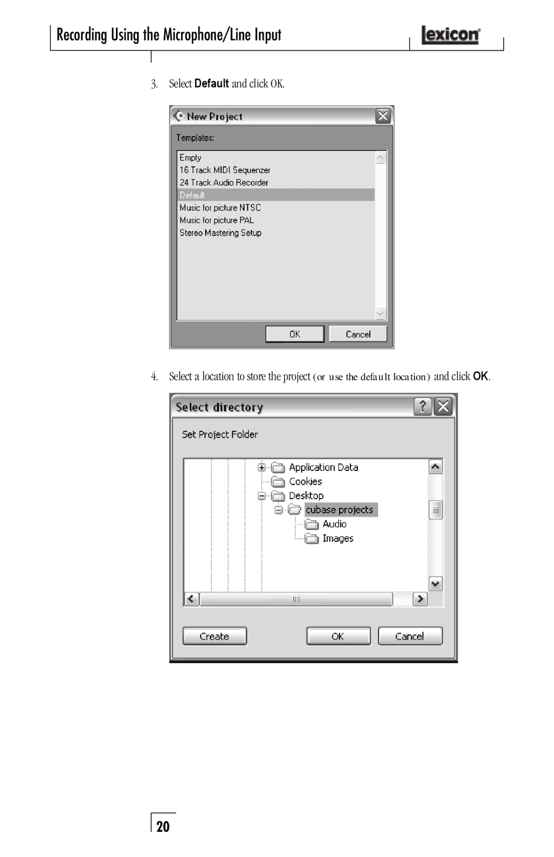 Lexicon Lambda Desktop Recording Studio owner manual Recording Using the Microphone/Line Input 