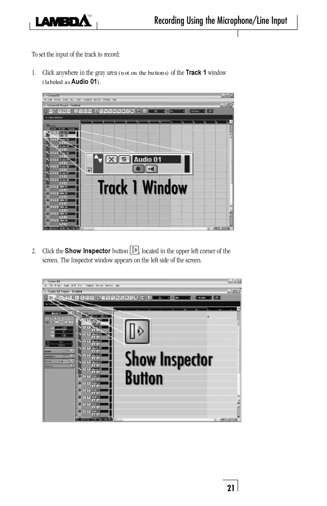 Lexicon Lambda Desktop Recording Studio owner manual Labeled as Audio 