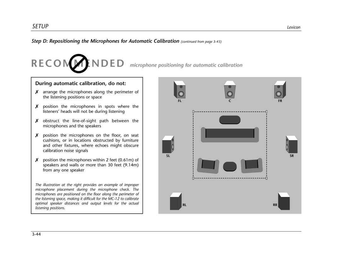 Lexicon Lexicon MC-12 manual During automatic calibration, do not 