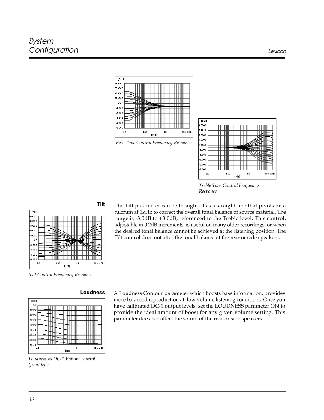 Lexicon Lexicon Part #070-13234 owner manual System Configuration, Tilt 