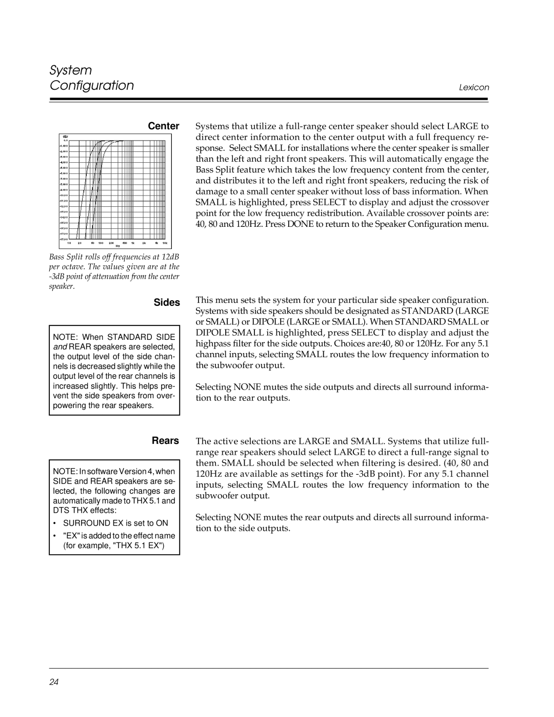 Lexicon Lexicon Part #070-13234 owner manual Center, Sides Rears 