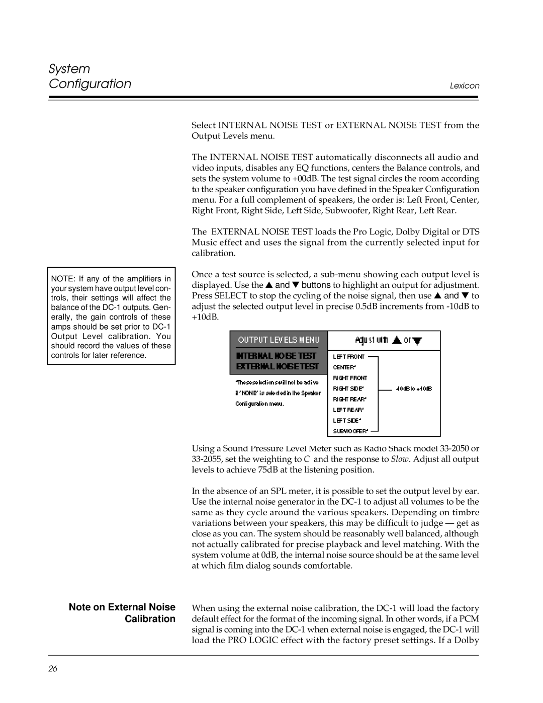 Lexicon Lexicon Part #070-13234 owner manual System Configuration 