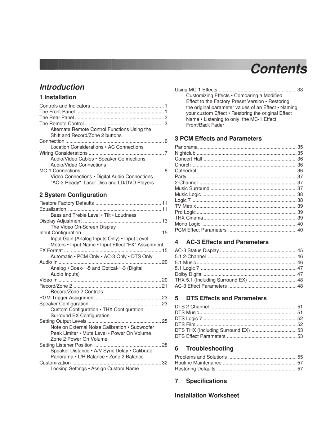 Lexicon MC-1 owner manual Contents 