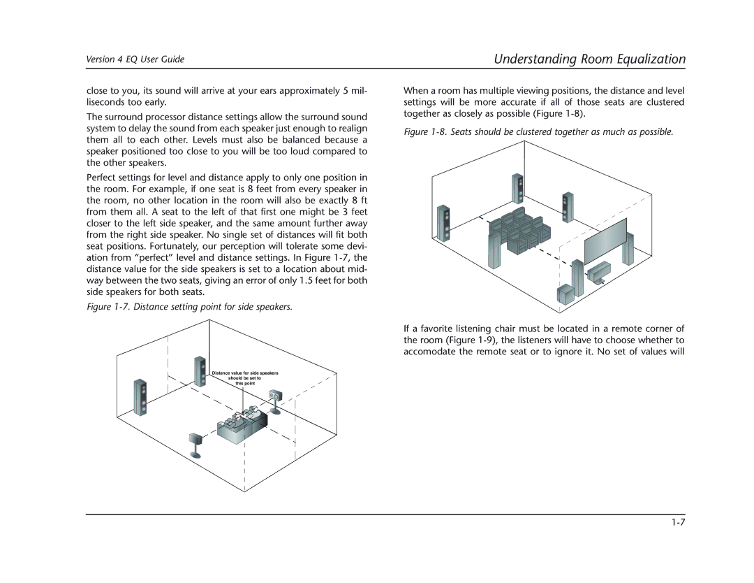 Lexicon MC-12 manual Distance setting point for side speakers 