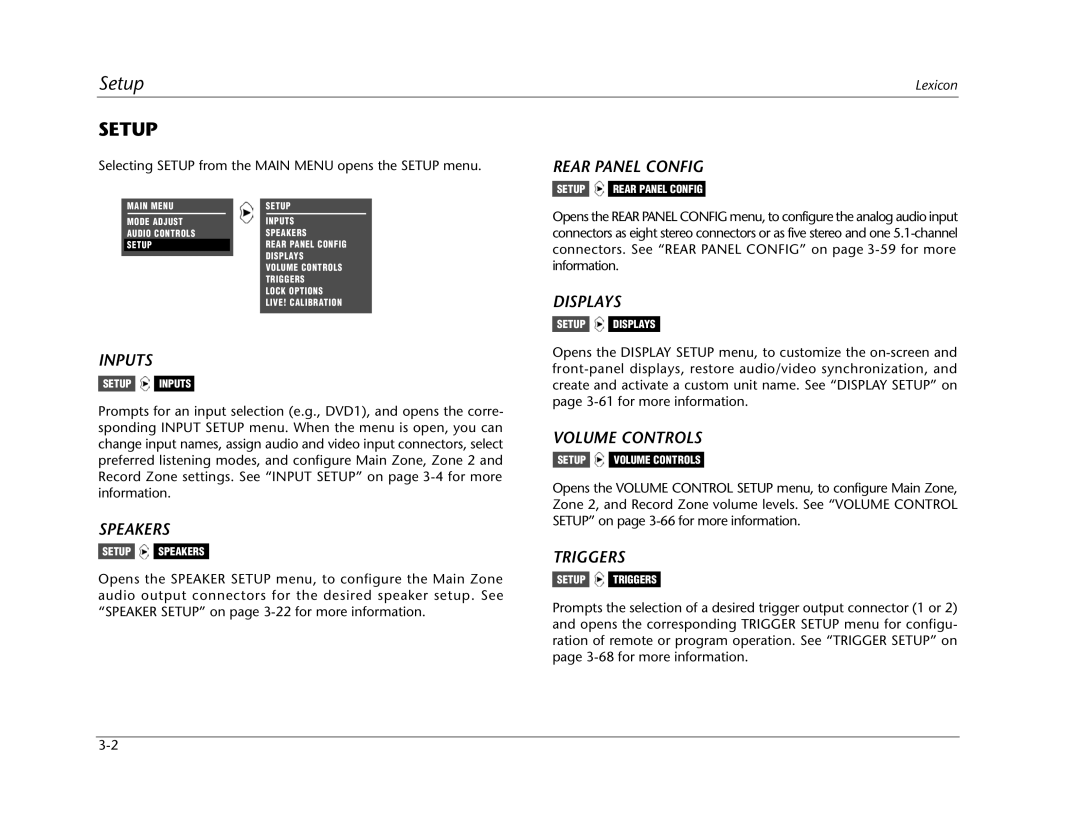 Lexicon MC-12 manual Setup 