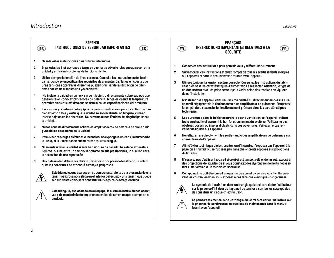 Lexicon MC-12 manual Español Instrucciones DE Seguridad Importantes 